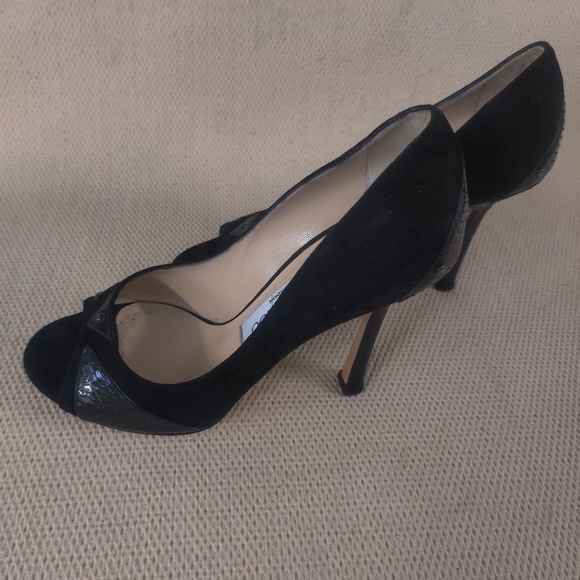 🔥🔥Jimmy Choo Black Suede and Animal Print Heels - Picture 2 of 4